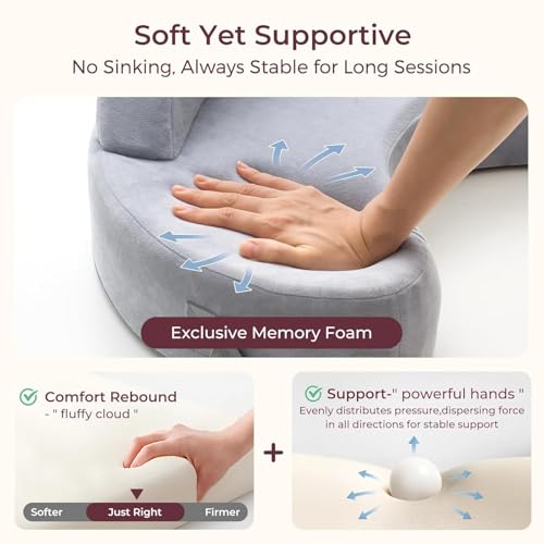Exclusive Memory Foam Nursing Pillow， Pioneering Safety Fence-Plus Size Breastfeeding Pillow for Ergonomic Comfort ，Support-Easier and Healthier Nursing ，Fit for All, Removable Cover