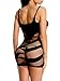 Amoretu Womens Intimate Fishnet Stripper Bodystocking Dress, Black, One Size