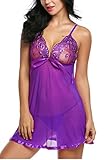 Avidlove Women Lingeries Sequin Babydoll Lace Outfits See-through Night Dress