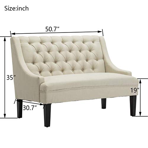 Button Tufted Settee Bench Banquette Loveseat Sofa Dining Bench Fabric