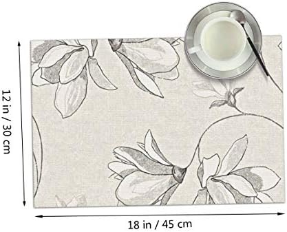 Amazon ランチョンマット テーブルマット フレッシュでエレガントな鉛筆画の花 おしゃれ 北欧 撥水 防汚 耐える 断熱 滑り止め 摩擦 お手入れ 簡単 家庭 レストラン用 4枚 ランチョンマット オンライン通販