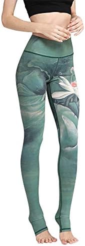 Printed Extra Long Women Yoga Leggings High Waist Tummy Control Over The Heel Yoga Pants