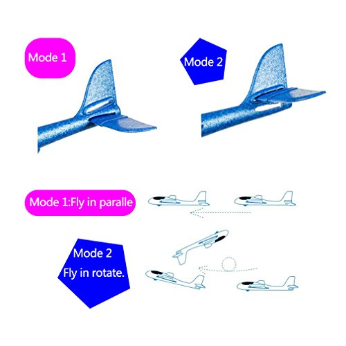 Throwing Foam Airplane, 2 Flight Mode Hand Launch Glider Plane inertia aircraft (Big 18.9 inch) Blue Kids Ourdoor Sports Toy Gift