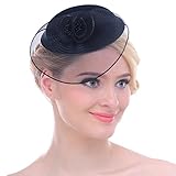 FAYBOX Vintage Mesh Net Wool Felt Pillbox Flower Women Fascinator Hat Hair Clip