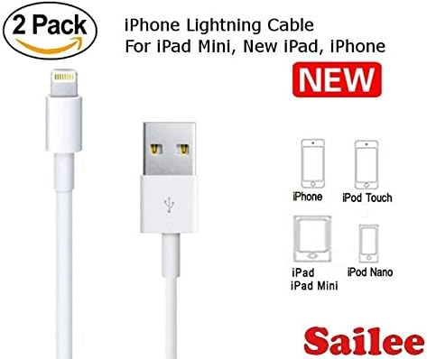 2 PACK NEW Authentic Lightning Cable USB Charge Sync for iPhone X 8 7 6s 6 5S 5 by SAILEE