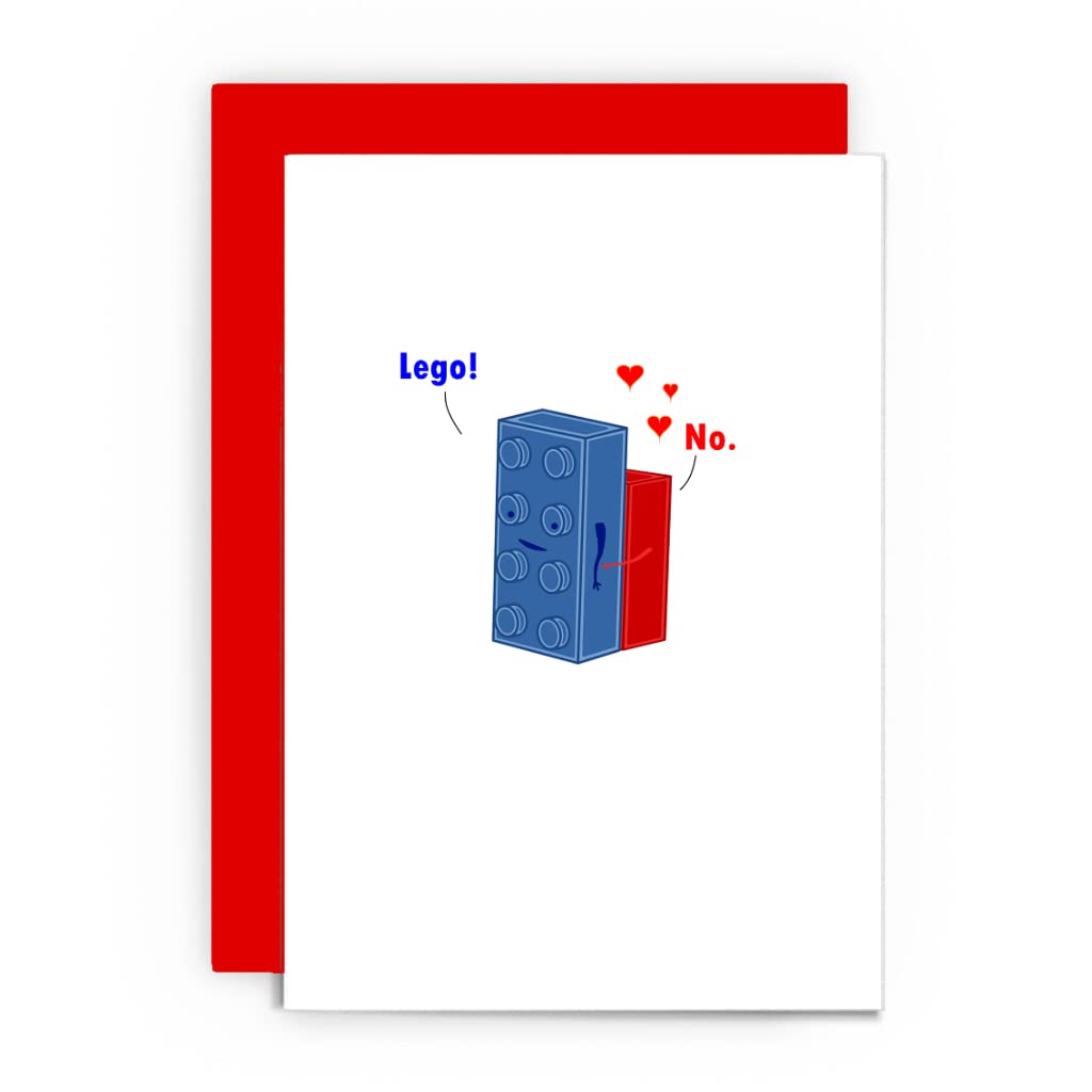 Lego Birthday/Anniversary Card - Husband Wife Partner Birthday Anniversary Cute Lego No! I Love You Funny Birthday card for him or her
