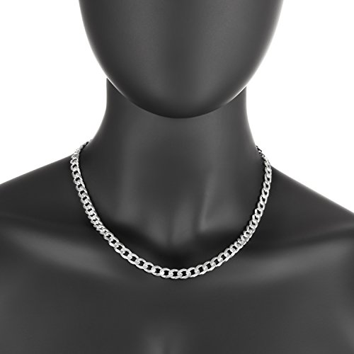 925 Sterling Silver Italian Crafted 8.5mm Beveled Cuban Link Chain Necklace, 22" + Bonus Polishing Cloth