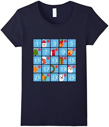Womens Christmas Advent Calendar T-Shirt Large Navy
