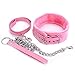 AOTENG STAR PU Leather Fur Collars Choker with Chain Detachable Leash for Women-Pink