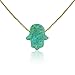 Green Opal Hamsa Hand Necklace - 15 to 22 Inch