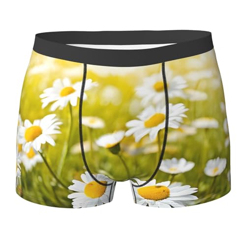 SYHEART Summer Floral Daisies Flower Print Men'S Boxer Briefs With Elastic Comfort Fit Design For All-Day Wear