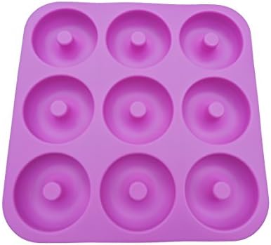 Large Non-Stick 100% LFGB Grade Silicone Donut Pan, Makes 9 Full Size Donuts, BPA Free, Oven, Dishwasher and Freezer Safe Donut Mold by Unicorn Glitter LLC