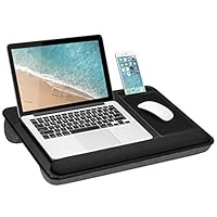 LapGear Home Office Pro Lap Desk with Wrist Rest, Mouse Pad, and Phone Holder - Black Carbon - Fits up to 15.6 Inch Laptops - Style No. 91598