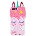 Joyleop Pink Unicorn Case for iPhone 7 Plus 8 Plus,Cartoon Soft Silicone Cute 3D Fun Cover,Kawaii Unique Kids Girls Cases,Fashion Animal Character Skin, Gel Shockproof Shell iPhone 7G/8G Plus + 5.5