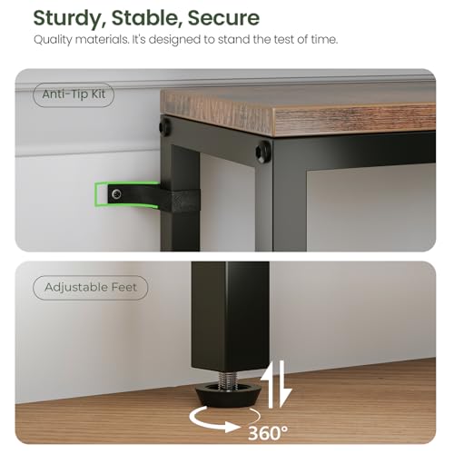 FLORIHOMA 260CM Behind Couch Table with 2 Fast Charging Stations, 18CM Narrow Skinny Sofa Table with 4 Power Outlets, 4 USB-A, 2 USB-C for Console Entryway, Rustic Brown