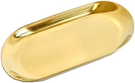 Wonderhyj Gold Oval Stainless Steel Tray Towel Tray Storage Tray Dish Plate Tea Tray Fruit Trays Cosmetics Jewelry Organizer