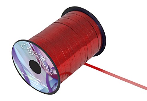 Eleganza Poly Curling Ribbon 5mm x250yds, Polyester, Metallic Red, 9 x 9 x 19 cm