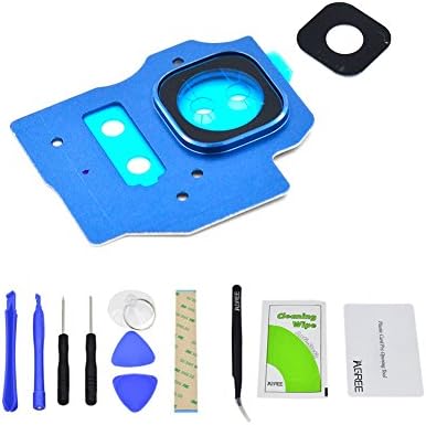 IAGREE Rear Back Camera Lens Glass Cover For Samsung Galaxy S8 Plus G955 G955F Replacement Parts+Tools Kit (Blue with Frame)