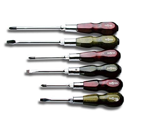 Click Here to See More Images NEPROS Wooden Handle Screw Driver Set 6pc