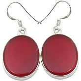 SilverStarJewel 925 Solid Silver Carnelian Earrings 4.1 cm New Jewelry