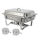ZenChef Upgraded 8 Qt Stainless Steel Chafer, Full Size Chafer, Chafing Dish w/Water Pan, Food Pan, Alcohol Furnace and Lid (Pack of 4)