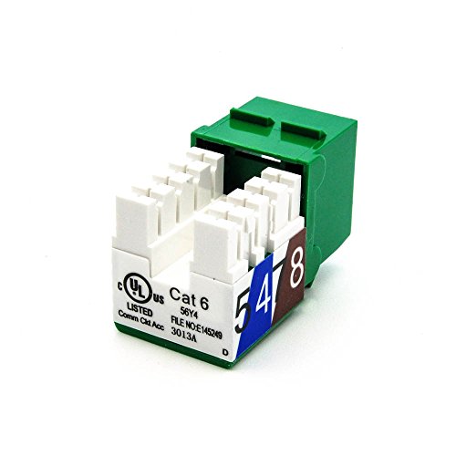 Beszin Cat.6 RJ45 110 Type Keystone Jack (10-Pack, Green)