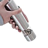 Pepper Grinder Stainless Steel Automatic Battery Operated Salt Mill with Adjustable Ceramic