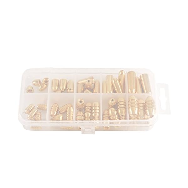 Hanxing-Joint-Bullet-Sinkers-Assorted-Bullet-Weights-Slip-Sinkers-Kit-50-Piece-Kit