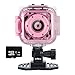 Ourlife Kids Waterproof Camera, Kids Camera for 13+ Year Old Boys Girls Christmas Birthday Gifts for Kids Underwater Sports Camcorder 1.77 Inch Screen with 8GB Card (Pink)