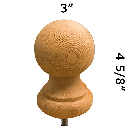 Woodway Finial Post Cap Decorative Cedar Wood Ball for Fence Posts
