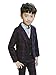 Boys Plaid Suits Formal Dress Blazer Vest Pants 3 Pieces Gray & Navy 2 Colors
