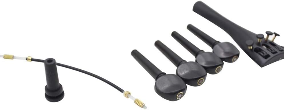 Sbeautli 4/4 Violin Chin Rest Chinrest with Tuning Peg Tailpiece Fine Tuner Tailgut Endpin Violin Accessory Kit Practical Musical Instrument Parts