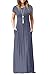 VIISHOW Women's Short Sleeve Loose Plain Maxi Dresses Casual Long Dresses with Pockets (Large, Purple Gray)