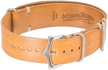 Milano Straps Nato Natural Italian leather strap, Olive Distressed Soft Leather