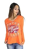 Harley-Davidson Womens Braking Properly Flames with B&S Foil Print Orange Long Sleeve (Large)