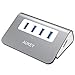 AUKEY USB Hub 3.0 Portable Aluminum 4 Port USB 3.0 Data Hub with 1.6ft USB Cable for MacBook Air, Mac Mini, iMac, Laptop, PC, USB Flash Drives, HDD Hard Drive (Grey)
