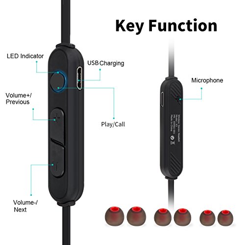 Bluetooth Headphones Sports Wireless Earbuds Sweatproof Headset Magnetic attraction Stereo Earphones for Running Workout Gym Noise Cancelling Proshine(Black) - Thumbnail 3