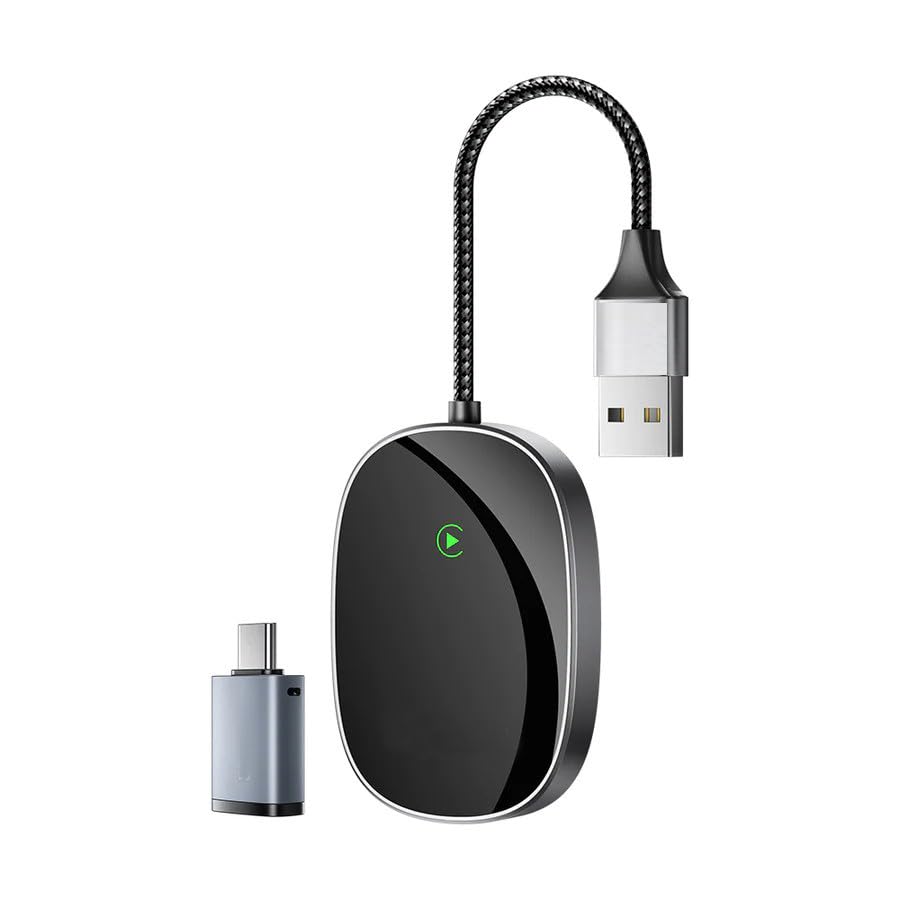 2024 Wireless CarPlay, Wireless Android Auto Adapter, Portable Car Stereo, Universal, Easy Plug & Play, High-Speed 5GHz WiFi, Low Latency, Compatible with All Car Models, Supports iOS & Android