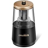 OfficeWorld Electric Pencil Sharpener with Heavy-duty Helical Steel Blade, Battery/Adapter Operated Auto Stop Pencil Sharpener for No.2/Colored Pencils(6-8mm) for School, Classroom, Office, Home