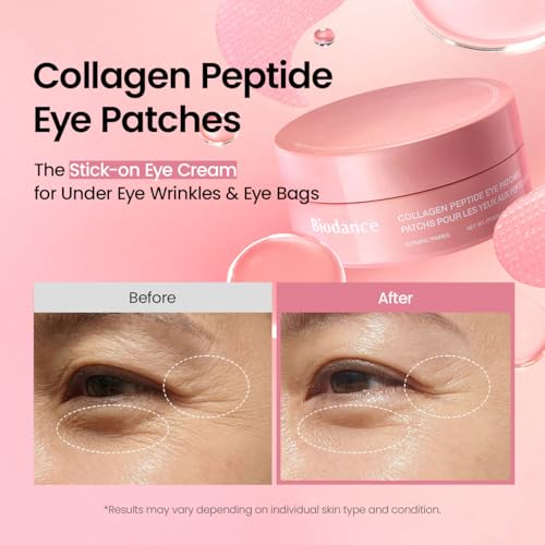 BIODANCE Collagen Peptide Under Eye Patches 60 Counts. Advanced Hydrogel Eye Patches for Dark Circles & Puffy Eyes. Under Eye Mask for Fine Lines. Eye Bags & Wrinkles. Korean Skincare.