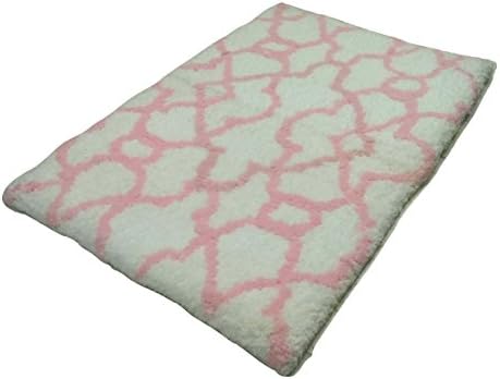 Nothing Beyond Polyster Tuffted Bath Rugs Collection Color - White/Pink, Size-24" X 36" Inch