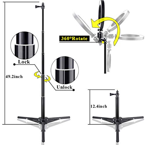 B-Land 7.9" Ring Light with Tripod Stand & Phone Holder for YouTube Videos, LED Camera Selfie Light Ring with Remote, Vanity Makeup Lights with Mirror, 3 Modes & 10 Brightness - Thumbnail 2