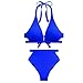 HYPOWELL High Waisted Swimsuits Bikini for Women High Rise Cutout Bottom V Neck Top Halter 2 Piece Bathing Suits
