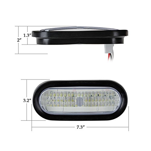 Partsam Super Bright 60LED White 6" Oval Stop Backup Reverse Turn Tail Light w/ Grommet Mount 12V for Trailer Truck Boat - Thumbnail 5