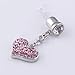 Generic Universal 3.5mm Crystal Heart Dangle Anti Dust Earphone Jack Plug Stopper Pink