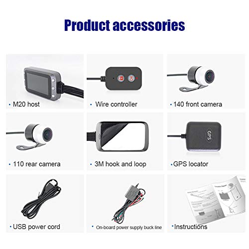 Zqasales Motorcycle Camera Driving Recorder Waterproof Dual Lens 3.0" LCD Screen Video Recorder Night Vision Motorcycle Recorder with GPS for Outdoor Driving,Travel - Thumbnail 6