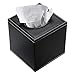 LN LOVE NEST Stylish PU Leather Tissue Box Holder, Square Napkin Holder Pumping Paper Case Dispenser, Facial Tissue Holder with Magnetic Bottom for Home Office Car Automotive Decoration Black