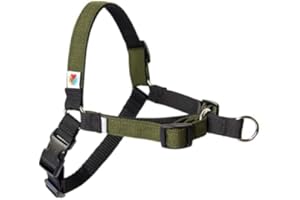 Wildebeest No Pull Dog Harness | Comfortable Training Harnesses | Effective No Pull Harness Design | Ideal for Large Sized Dog | 4-Point Adjustable(L - 26~32 inch Girth, Olive)