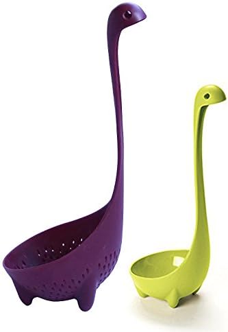 Onener Pack of 2 Nessie Soup Ladles - Loch Ness Monster Mamma Colander + Nessie Child Ladle Kitchen Utensil Cookware Dishwasher Safe - Purple &amp; Yellow