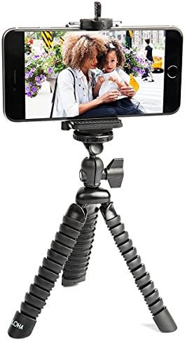 LOHA Flexible Tripod Phone Holder for iPhone Xs, Samsung Galaxy and Other Smart Phone Brands - with Bendable Octopus Legs for Additional Support